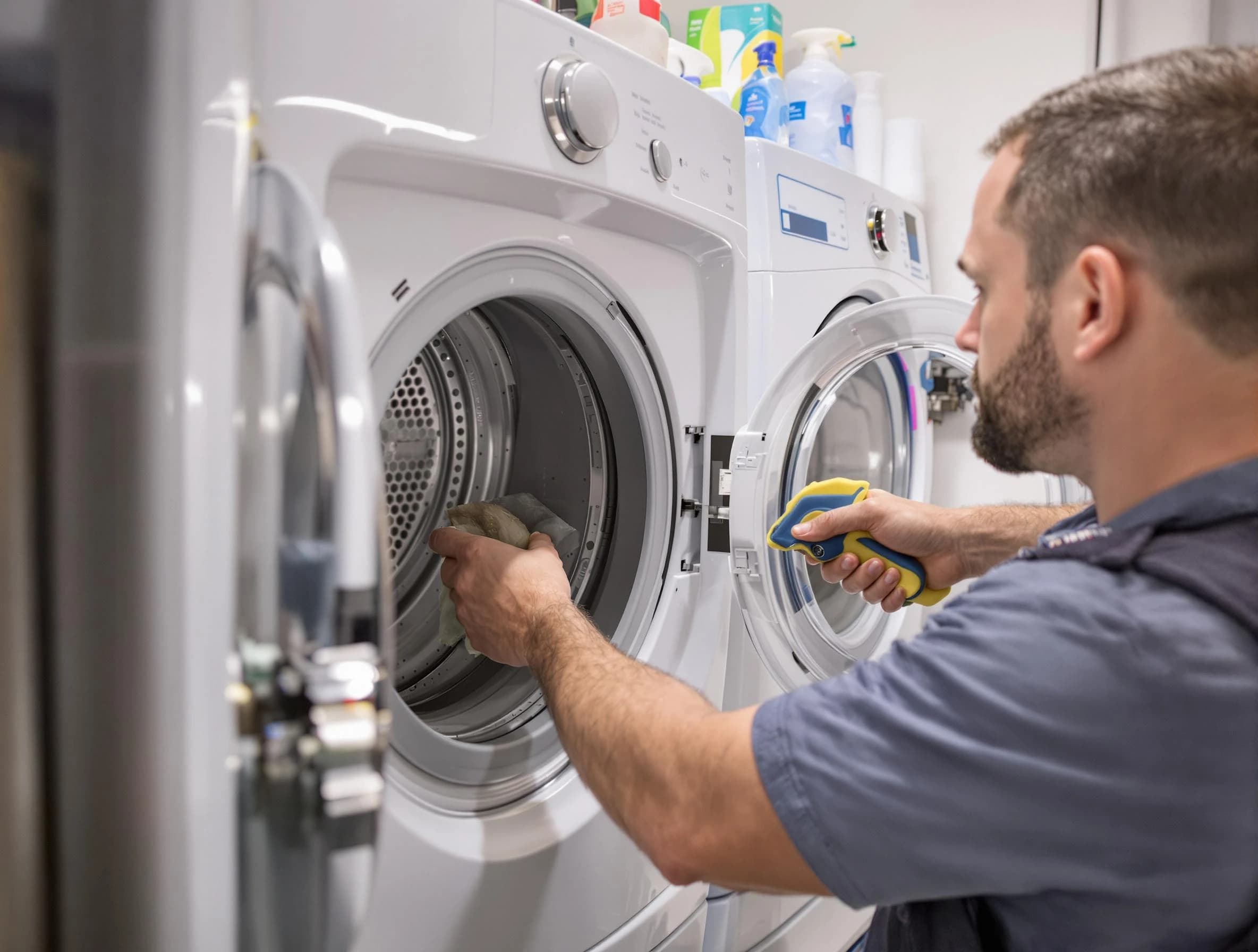 Tuscaloosa Dryer Vent Cleaning specialist removing lint buildup from a dryer lint trap system in Tuscaloosa