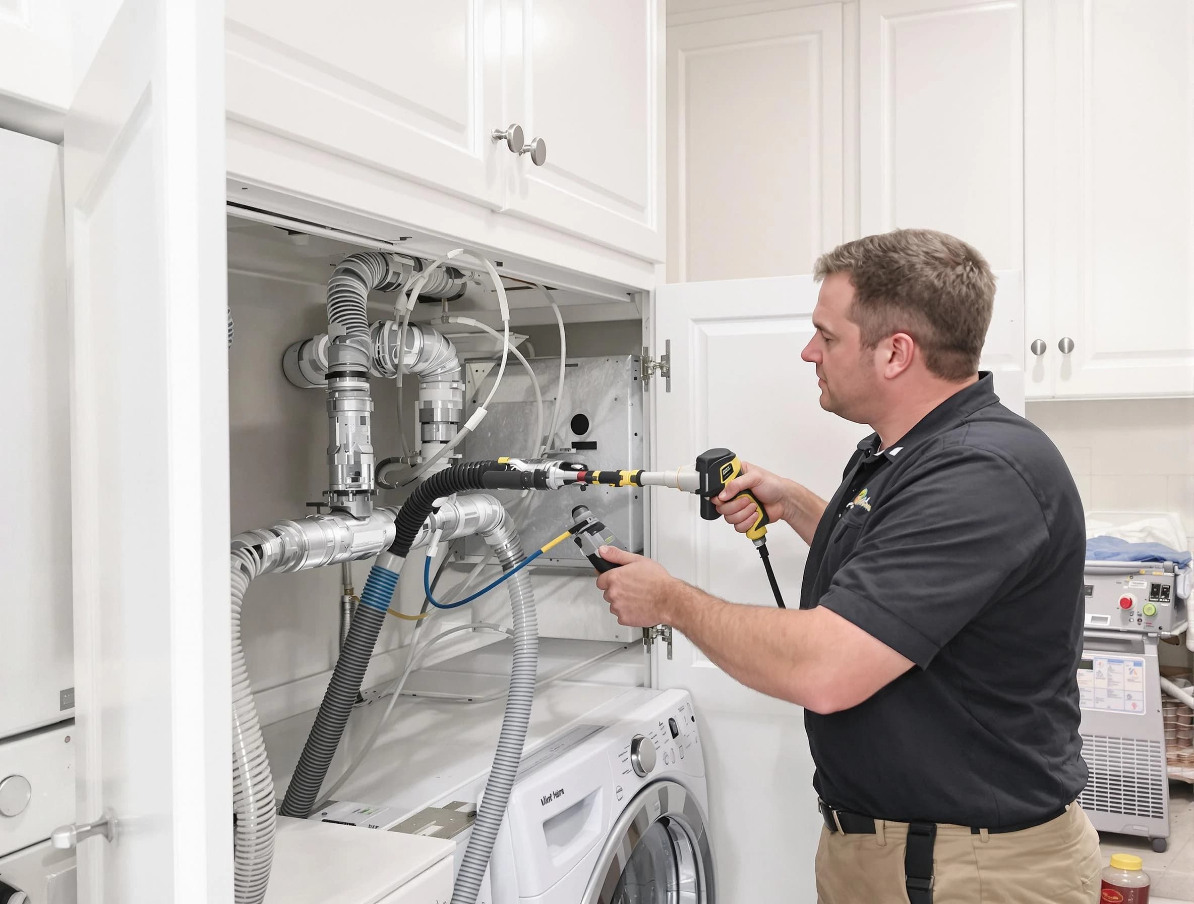 Tuscaloosa Dryer Vent Cleaning professional removing severe blockage from a clogged dryer vent in Tuscaloosa
