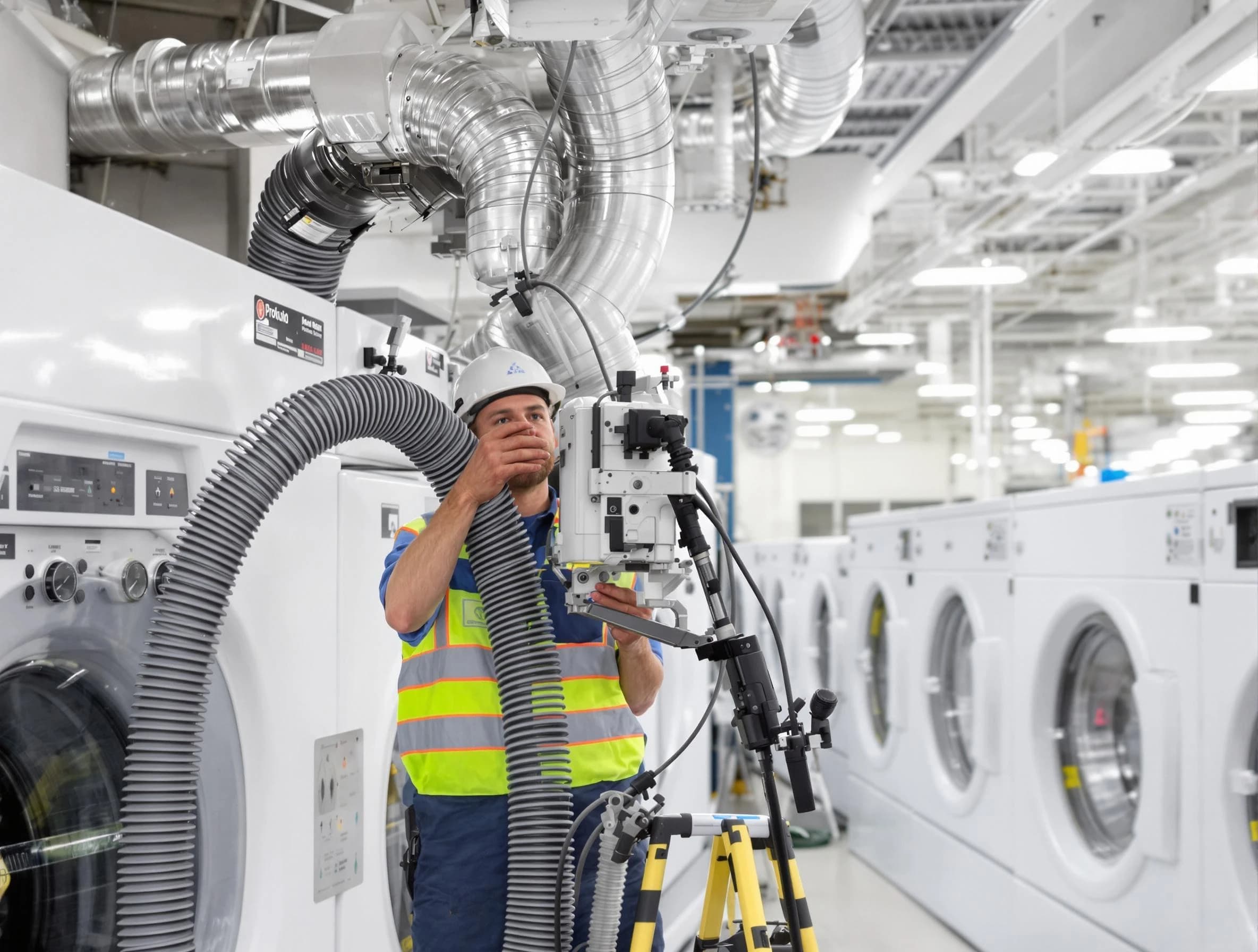 Tuscaloosa Dryer Vent Cleaning team performing commercial-grade dryer vent cleaning at a business facility in Tuscaloosa