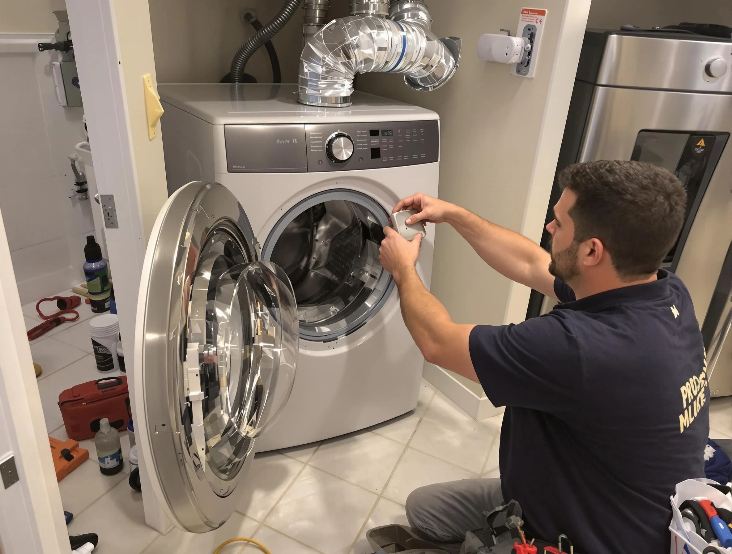 Tuscaloosa Dryer Vent Cleaning technician performing precise dryer vent hose installation in Tuscaloosa