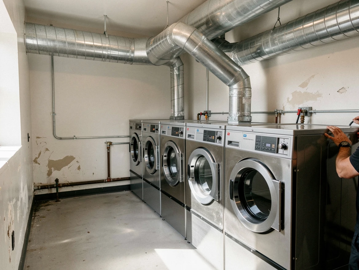 Tuscaloosa Dryer Vent Cleaning team performing large-scale commercial dryer vent cleaning in Tuscaloosa